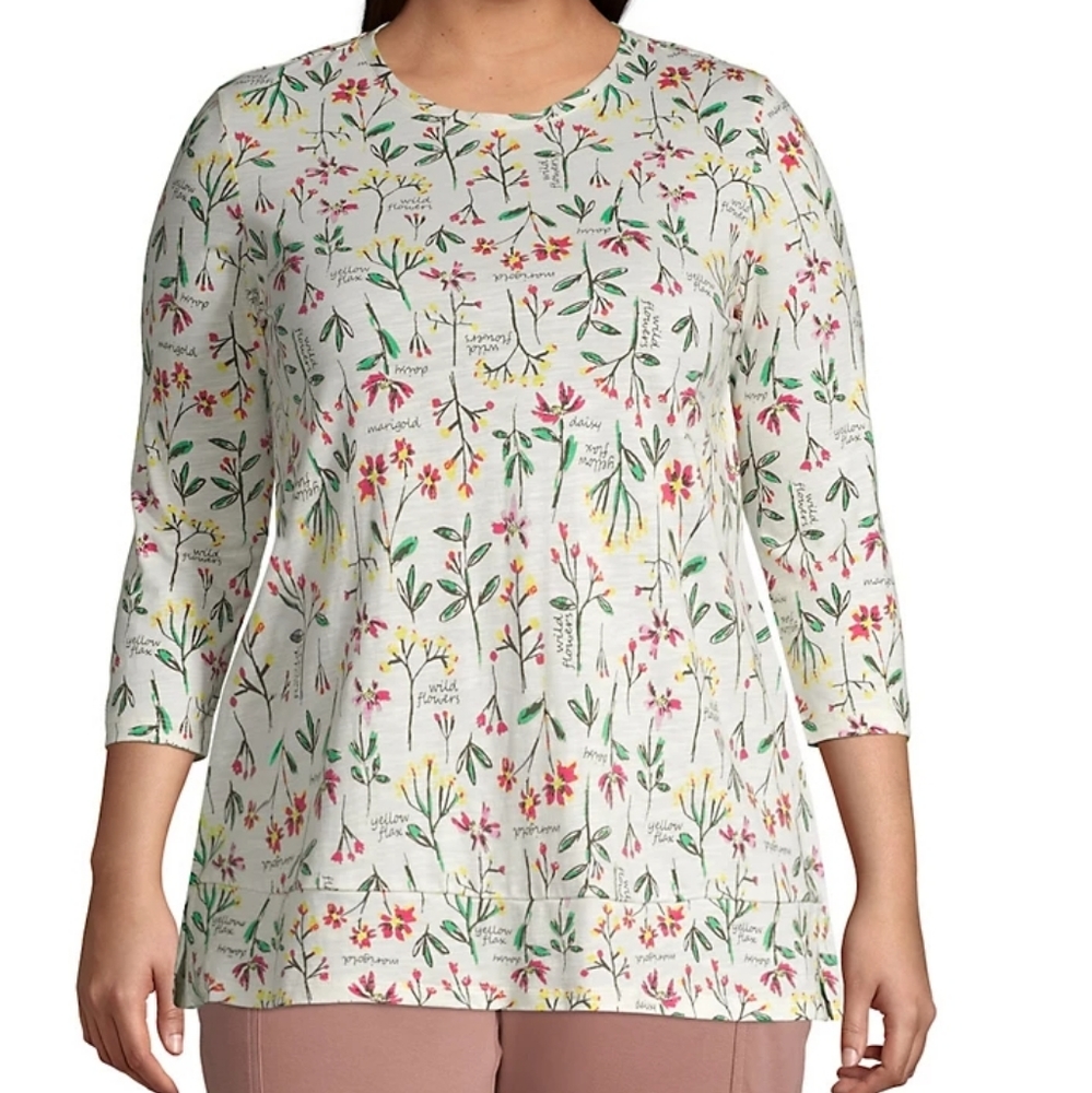 Plus Size 1X Lands End Slubbed Swing Tunic Top